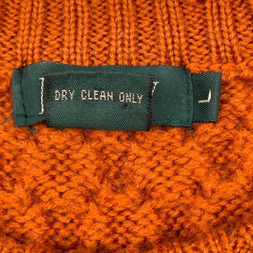 J. Crew Wool Sweater Womens Large Burnt Orange Diamond Cable Knit‎ Crew Classic